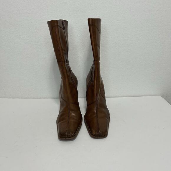 Diba Brown Leather Heel Boot Astoria Sz 7.5M Stitch Brazil Witchy Boho - Picture 2 of 13